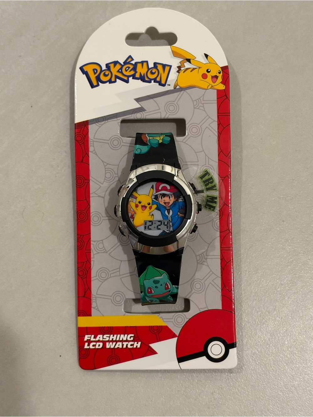 Pokemon Black Kids Digital Watch with Pikachu, Ash & Bulbasaur
